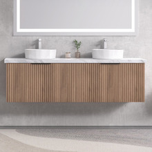 Reedon 1500mm Woodgrain Wall Hung Double Vanity with 50mm Stone Countertop
